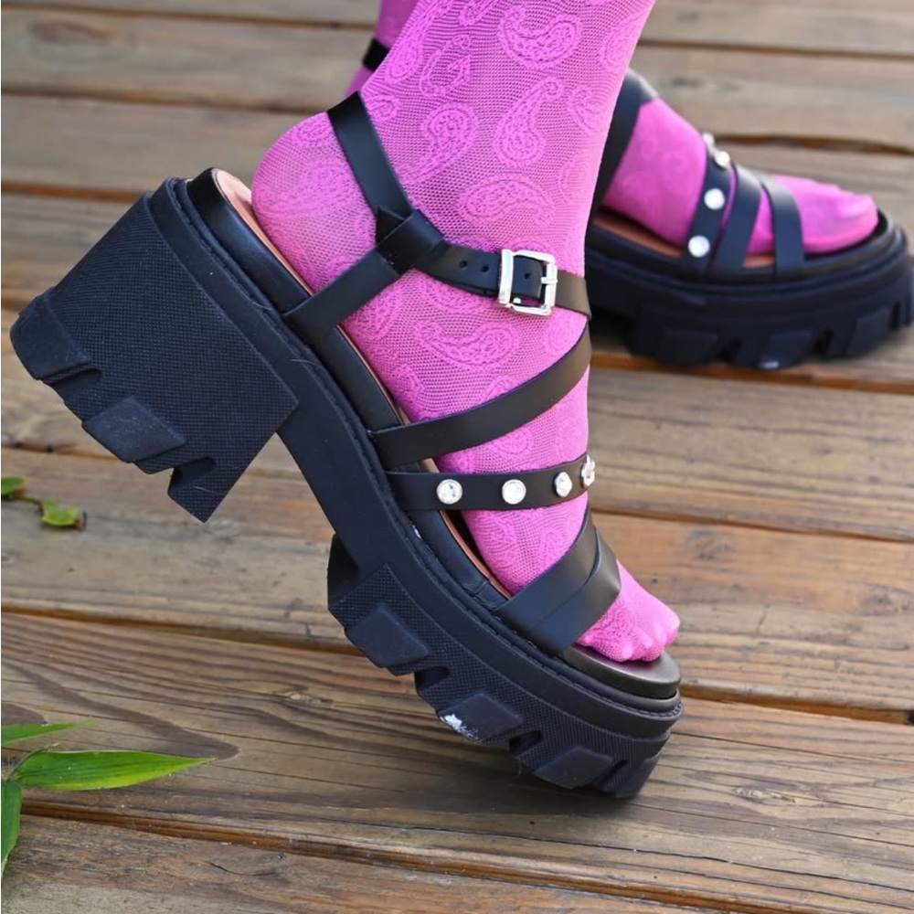 Black Strappy Platform Sandals